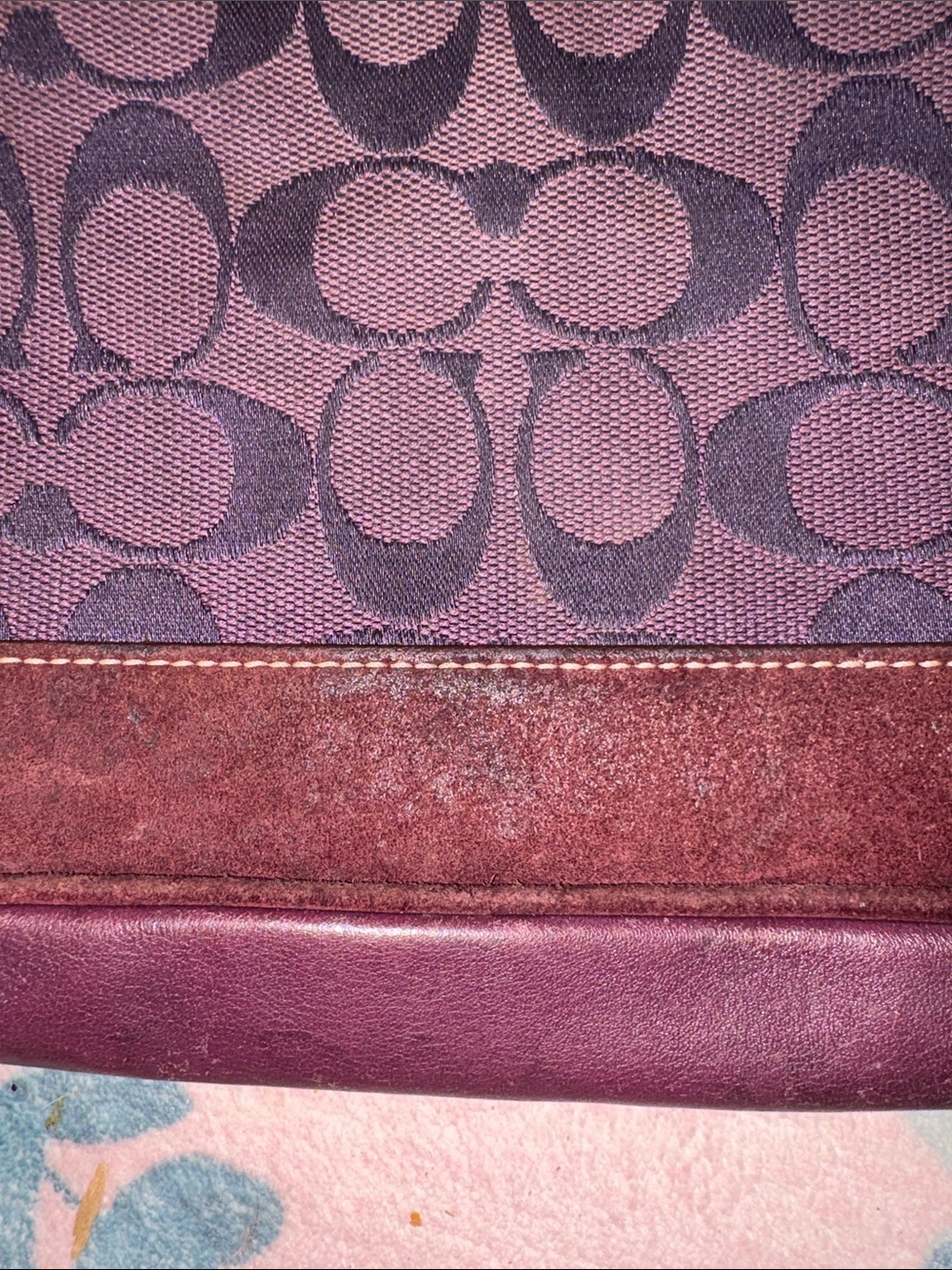 Coach Purple and Brown Signature Shoulder Bag - Picture 3 of 8